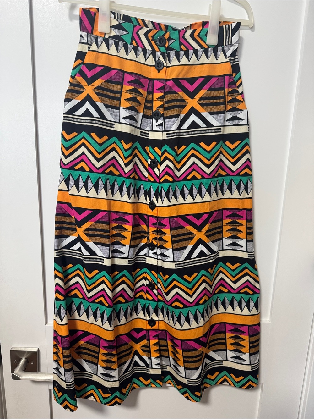& Other Stories Multicolor Geometric Button-Front Midi Skirt